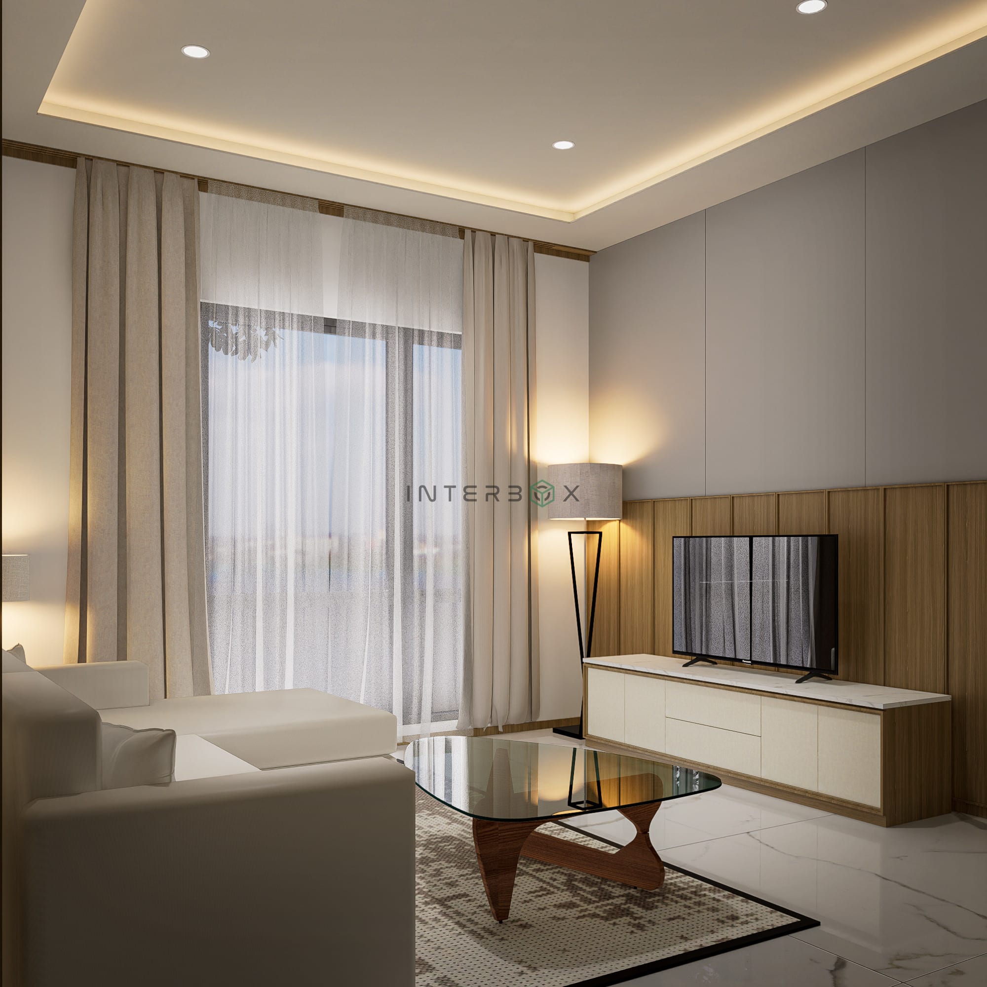 Living Room With Minalism Contempory Style